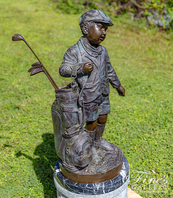 Bronze Statues  - Young Child Golfer Bronze Statue - BS-129